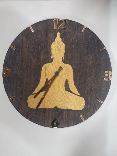 Designerstück Buddah Uhr aud Parkett Made in Cadolzburg